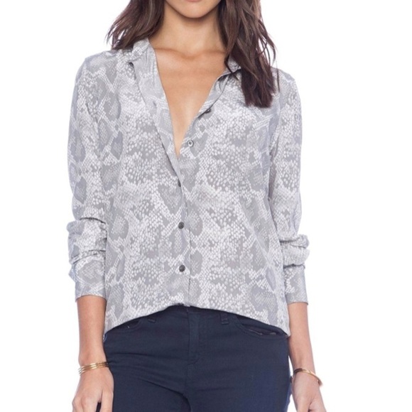 EQUIPMENT silk blouse gray Brett Python snake long sleeve button down XS - Picture 1 of 13